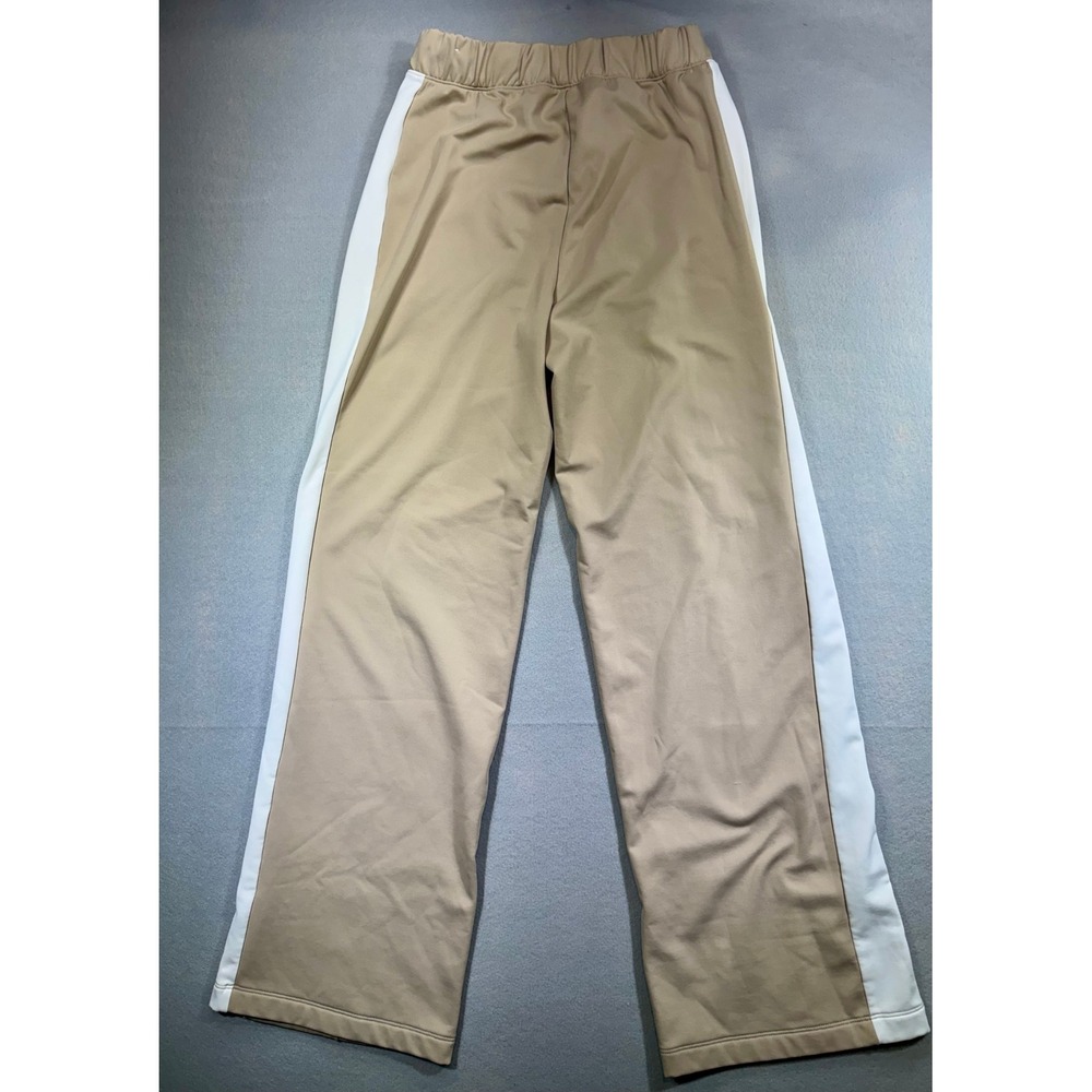 Old Navy PowerSoft Coze Edition Pants S Small Tan Fleece Wide Leg Track Stripe